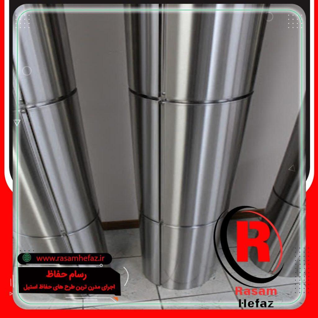 اجرای روکش استیل ستون