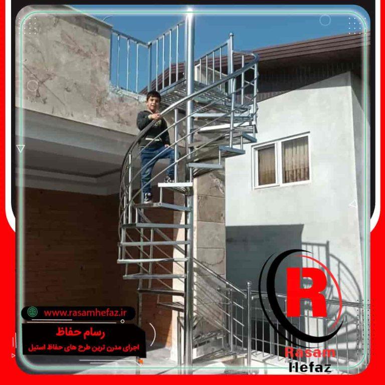 راه پله استیل مارپیچ نرده استیل راه پله